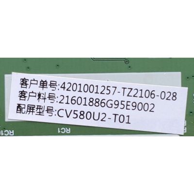 MAIN FUENTE PARA TV QUASAR 4K UHD / NUMERO DE PARTE TP.MS6886.PB765 (T) / ELMT6886-FG95 / 21601886G / 4201001257 / 4201001257-TZ2106-028 / 21601886G95E9002 / CV580U2-T01 / PANEL CX580DLEDM / DISPLAY CV580U2-T01 / MODELO Q58USE1	 - Imagen 5